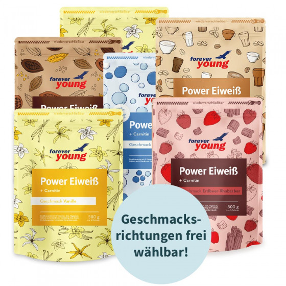 6er-Set forever young power eiweiß Nachfüllbeutel