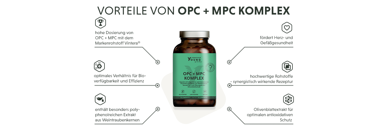 Infografik: Produktmerkmale der hochdosierten OPC Kapseln mit MPC
